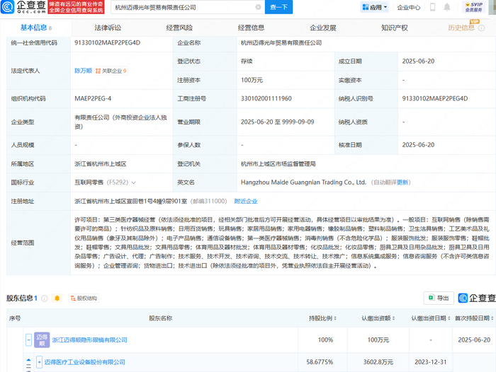 邁得醫(yī)療拓展業(yè)務(wù)版圖，投資成立貿(mào)易公司聚焦針紡織品及原料銷售